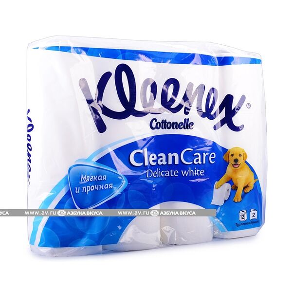 Туалетная бумага Kleenex Delicate white двухслойная, 12 рулонов