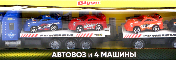 Набор игровой Bigga Автовоз и 4 машины инерционные