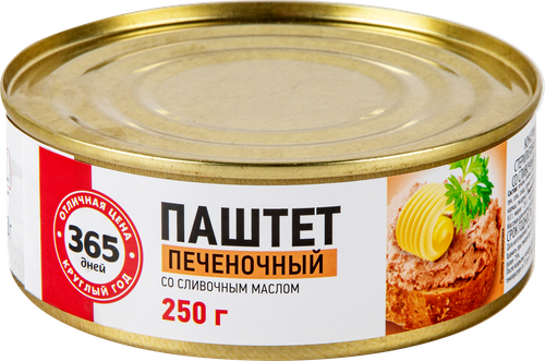 

Паштет 365 ДНЕЙ печеночный со сливочным маслом, 250г