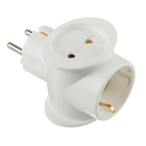 Toker разветвитель 3 гнезда (1 гн.с/з, 2 гн.б/з), 16а, 3t1, белый