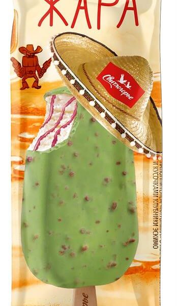 Мороженое мексиканская жара 80 г 12% пломбир с клубникой в лимонной глазури эскимо