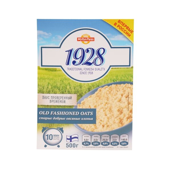 Хлопья Myllyn Paras старые добрые овсяные 10 минут варки, 500г