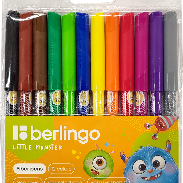 Фломастеры Рельеф-центр Berlingo Монстрики блистер 12 цветов