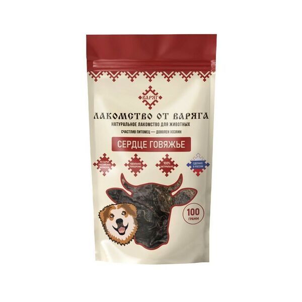Лакомство для собак ВАРЯГ Сердце говяжье