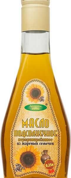 Масло подсолнечное Ароматы жизни нерафинированное из жареных семечек 250мл