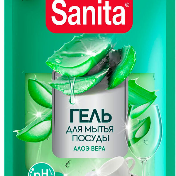 Гель для мытья посуды Sanita Алоэ и зеленый чай