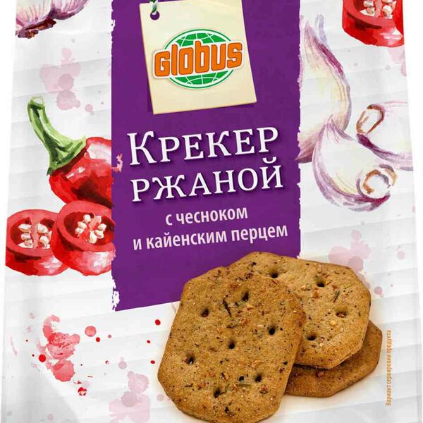 Крекер ржаной Глобус с чесноком и кайенским перцем
