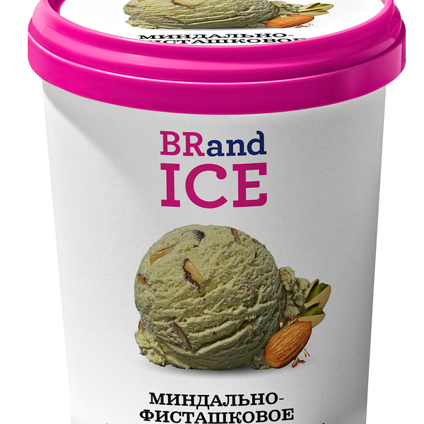 Мороженое сливочное BRandICE Миндально-фисташковое с ароматом фисташек с орехами миндаля БЗМЖ