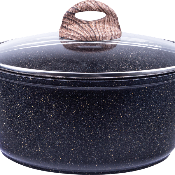 Кастрюля HOMECLUB Terra, литая, антипригарное покрытие, стеклянная крышка, 3.3л