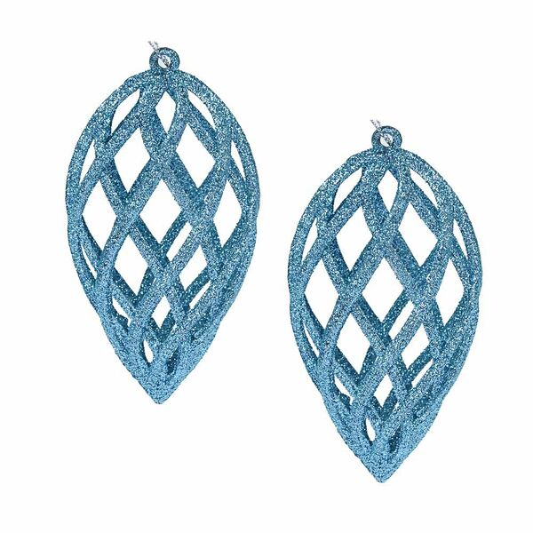 Сноу бум набор подвесок декоративных, 2 шт., глиттер, синий, пластик, 12*6,5см