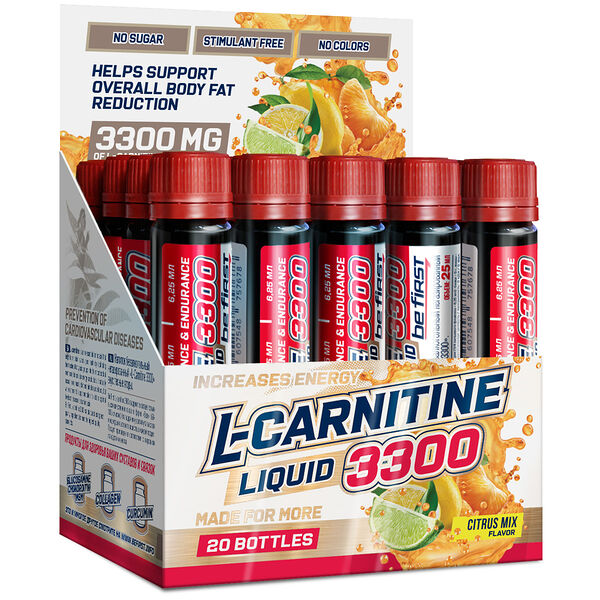 Be First L-Carnitine 3300 мг 500 мл (25 х 20 шт) цитрусовый микс