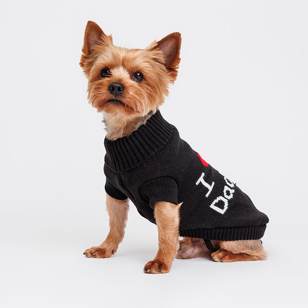 Свитер для собак I love DadMom, 25 см, черный