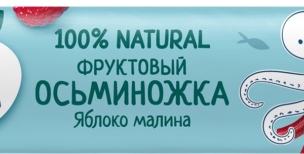 Фруктовые кусочки из яблок и малины Осьминожка 16г ДП ФрутоНяня