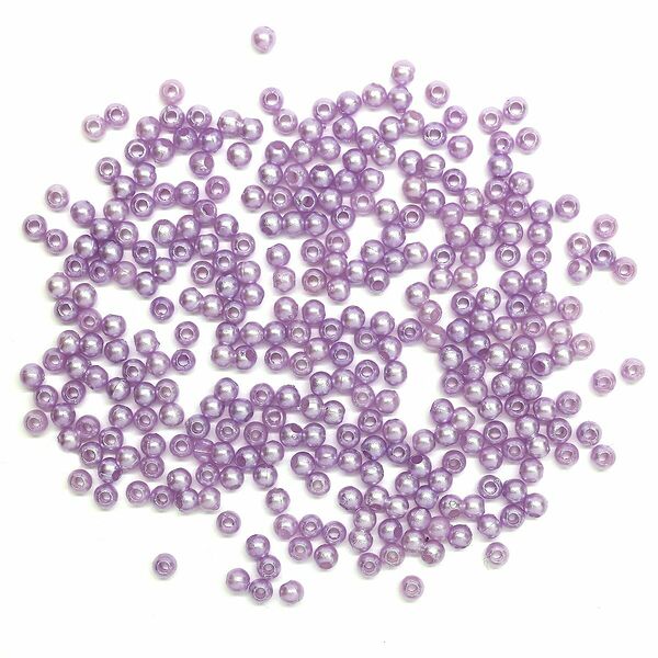 Бусины круглые, пластик, 3мм, 20гр(017 NL сиреневый)
