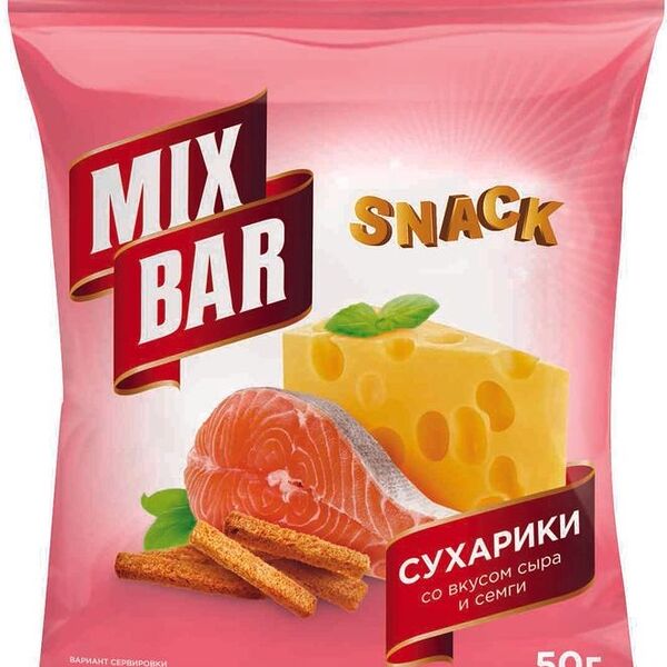 Сухарики Mix Bar ржаные со вкусом сёмги и сыра 50г