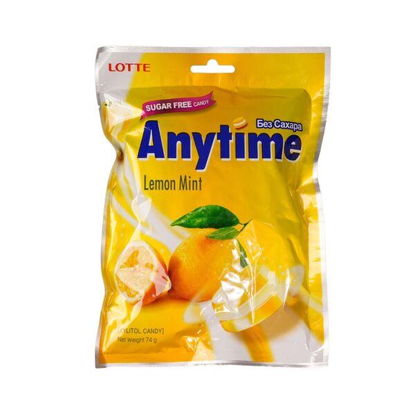Карамель Lotte леденцовая Anytime со вкусом лимона и мяты 74г, Республика Корея