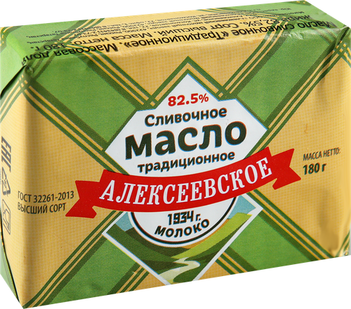 

Масло сливочное Алексеевское Традиционное 82.5% 180 г