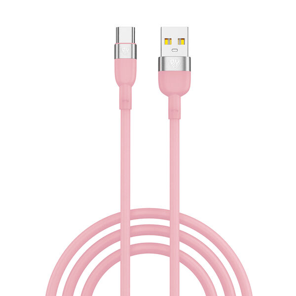 By кабель для зарядки live type-c, 1м, 3a, быстрая зарядка qc 3.0, силиконовая оплетка, розовый