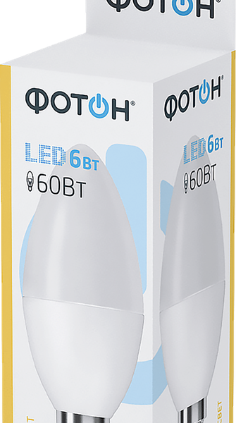 Лампа светодиодная Фотон Свеча E14 6Вт теплый 