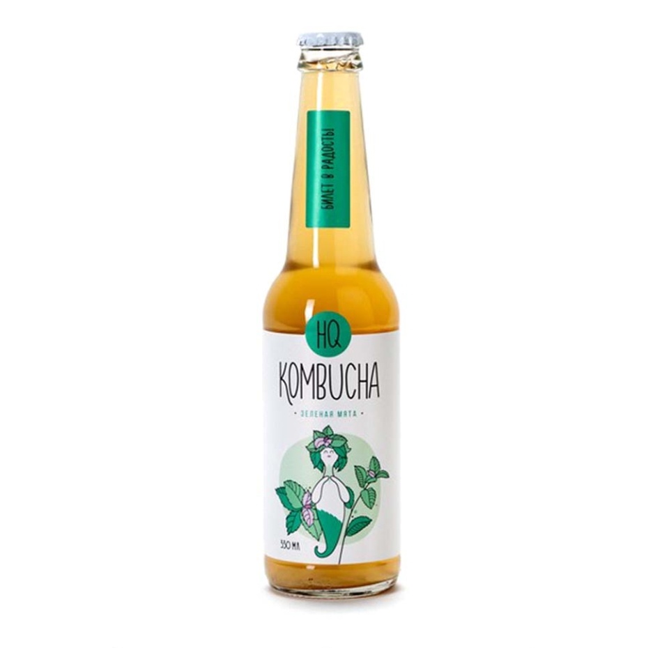 

Напиток HQ Kombucha Зелёная мята слабогазированный 330мл