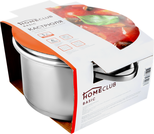 

Кастрюля с крышкой HOMECLUB Classic нержавеющая сталь 3л Арт. wrld-026