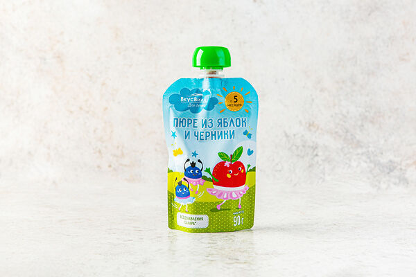 Пюре из яблок и черники