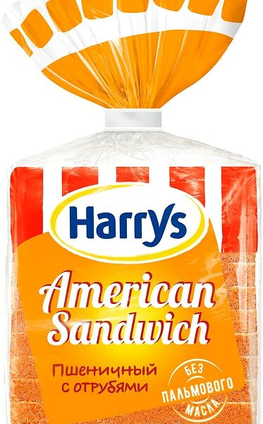 Хлеб Harrys American Sandwich пшеничный с отрубями 515г