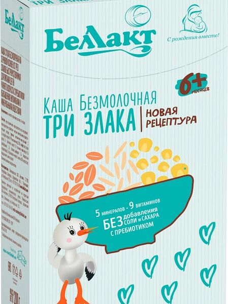 Каша Беллакт Три злака безмолочная с пребиотиком 200г