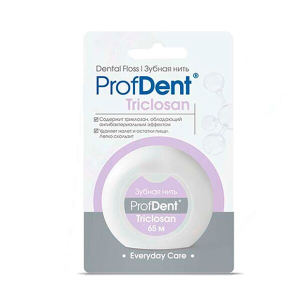Зубная нить ProfDent с триклозаном мятная 65 м