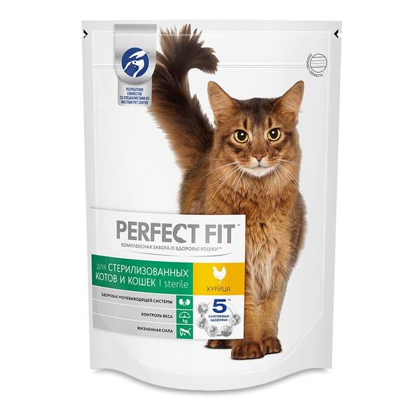 Корм сухой Perfect Fit полнорационный для стерилизованных котов и кошек Курица