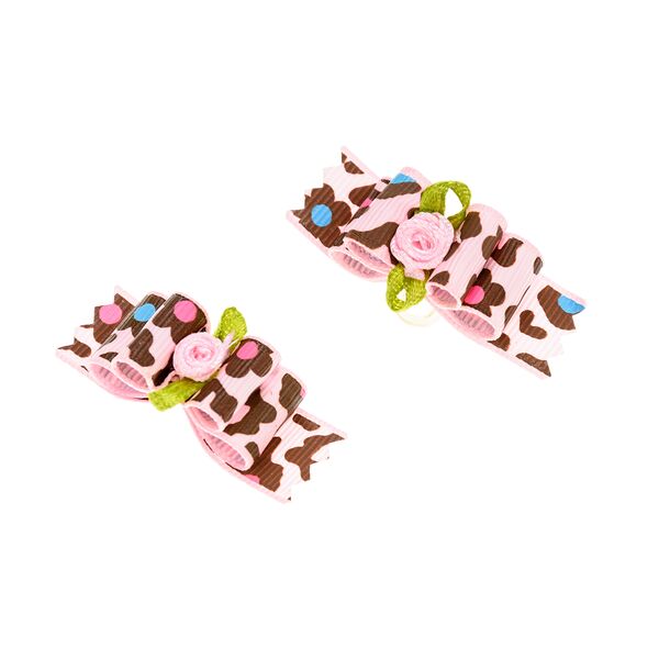 Бантик леопард с розой, 2шт