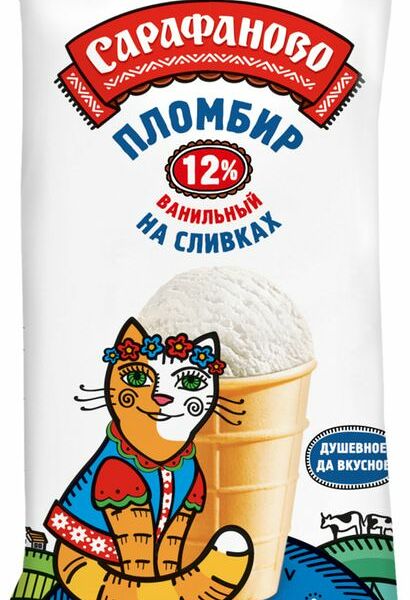 Мороженое Сарафаново пломбир ванильный 12% БЗМЖ 70 г
