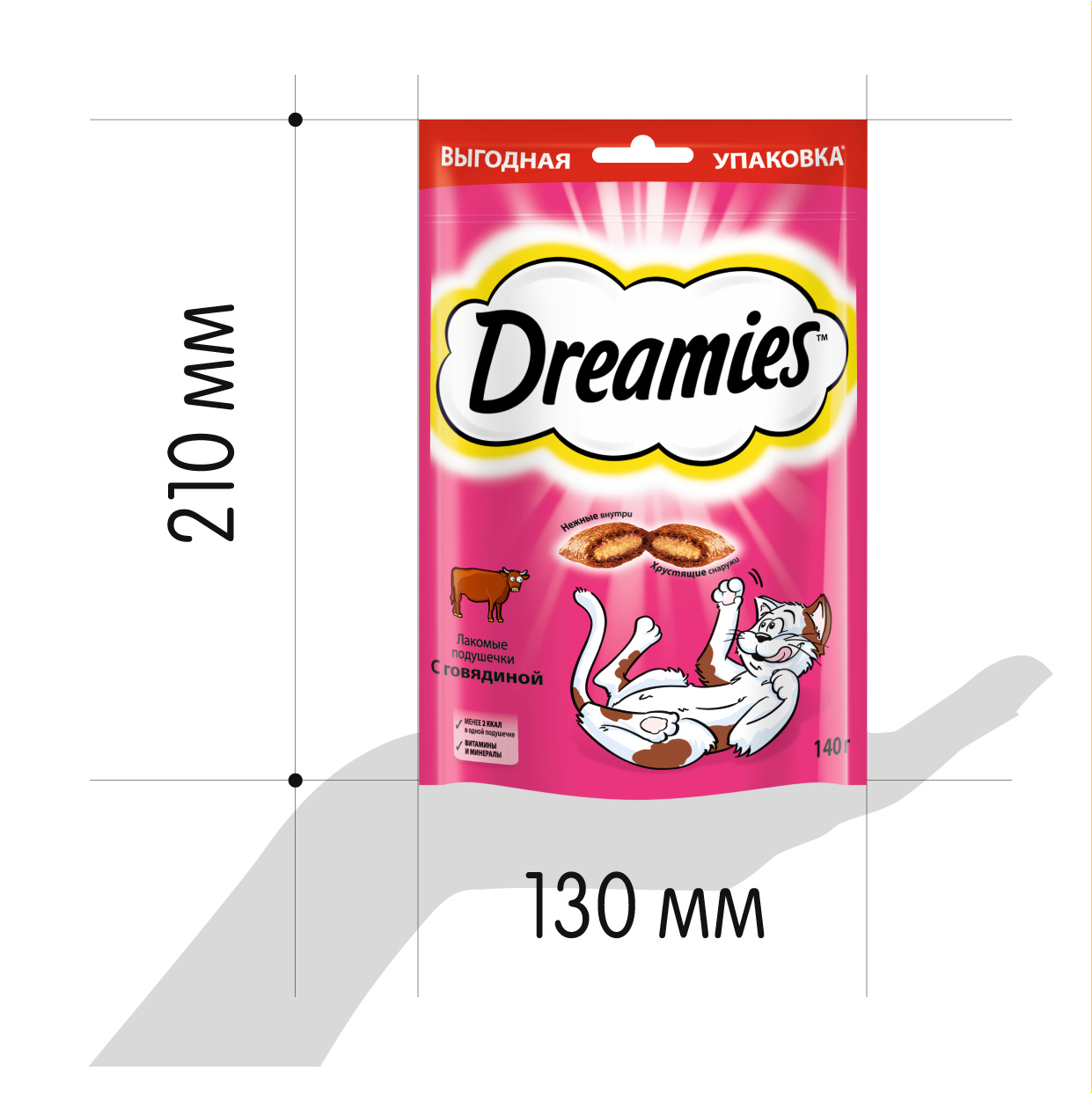

Лакомство для кошек Dreamies подушечки с говядиной 140 г