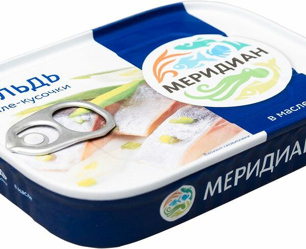 Сельдь Меридиан филе-кусочки в масле 115 г