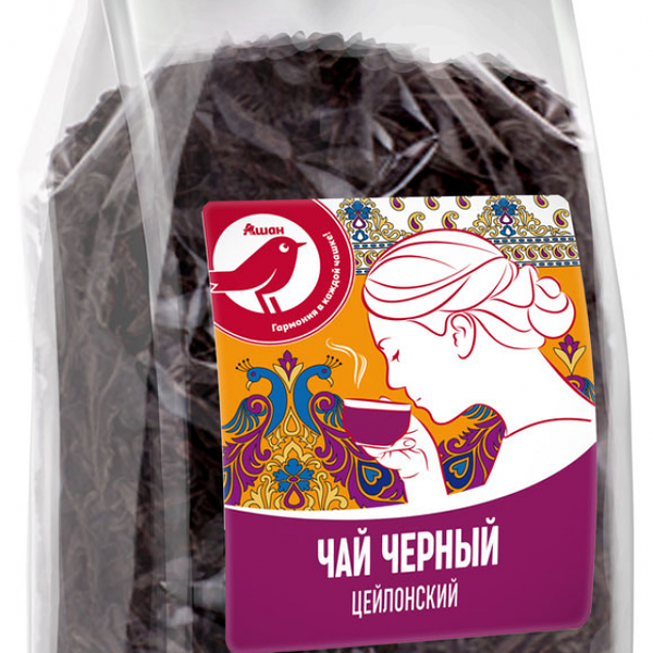 Чай черный АШАН Красная птица Цейлонский листовой