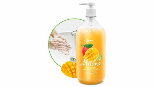Мыло жидкое Grass Milana Увлажняющее для рук тела кожи гипоаллергенное Манго и лайм 1л