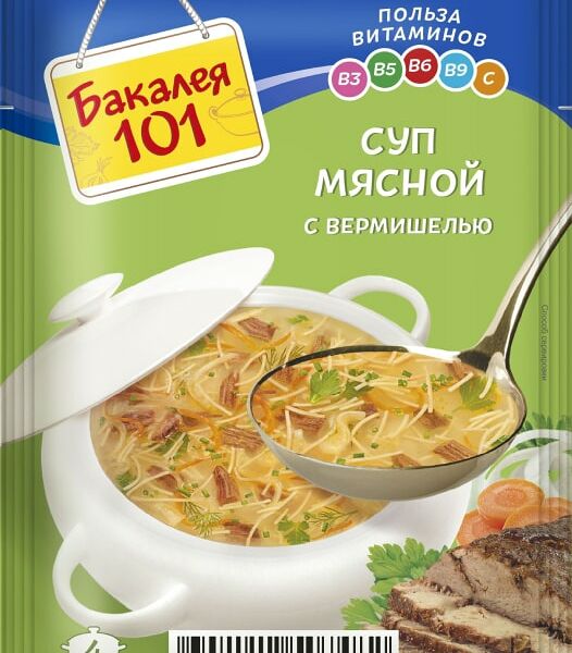 Суп Бакалея 101 Мясной с вермишелью 60г