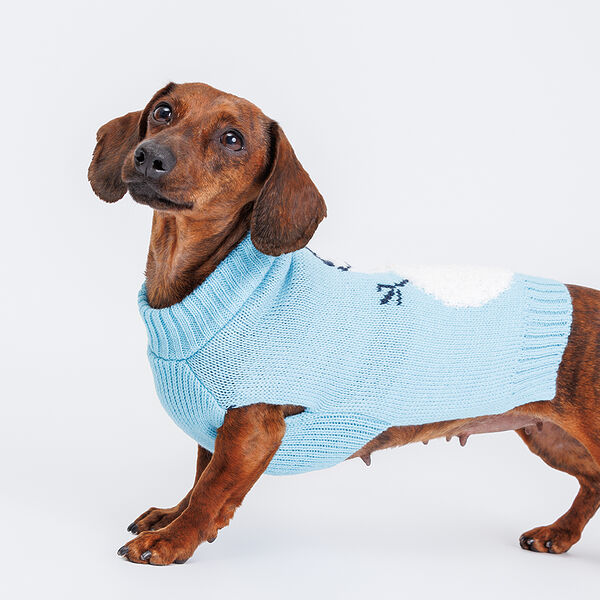 Свитер для собак Снеговик, L, голубой