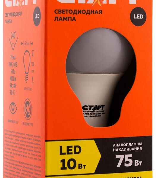 Лампа светодиодная Старт Eco LED GLS E27 10W
