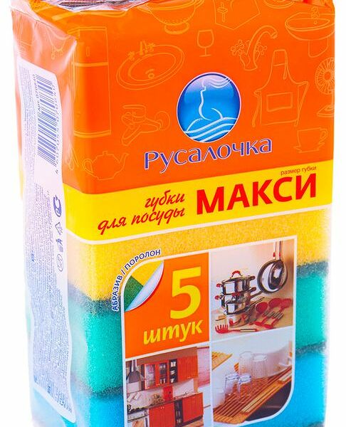 Губка для посуды Русалочка макси 5 шт
