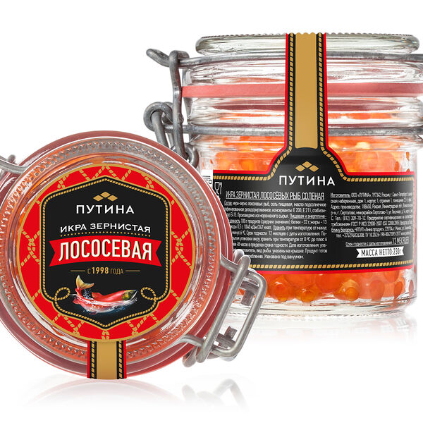 Икра зернистая лососевых рыб Горбуша соленая ТМ Путина стекло ключ 230г