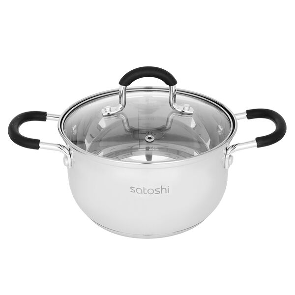 Satoshi альбер кастрюля 18х10,5см, 2,5л, со стекл. крышкой, индукция