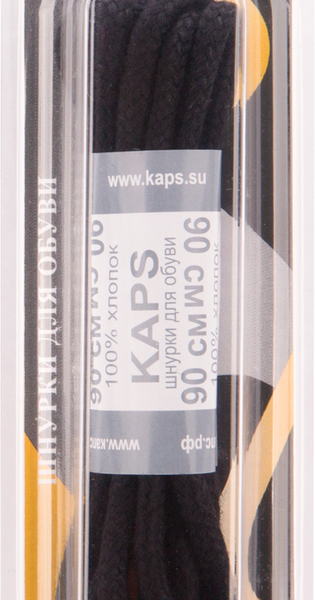 Шнурки круглые KAPS вощеные, толстые черные, 90см