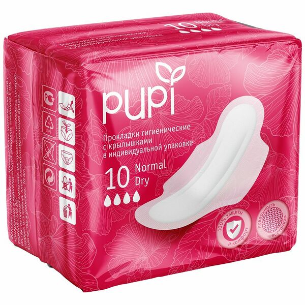 Прокладки Pupi Normal, 10шт, 100 г