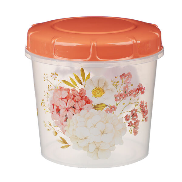Банка для продуктов с завинчивающейся крышкой 1л, цветы, пластик