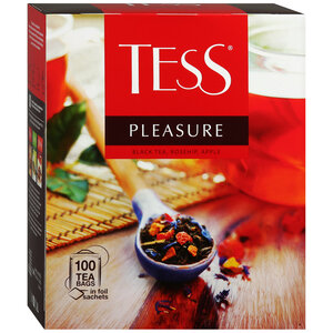 Чай черный Tess Pleasure шиповник-яблоко, 100 шт. в Магнит со скидкой –36%