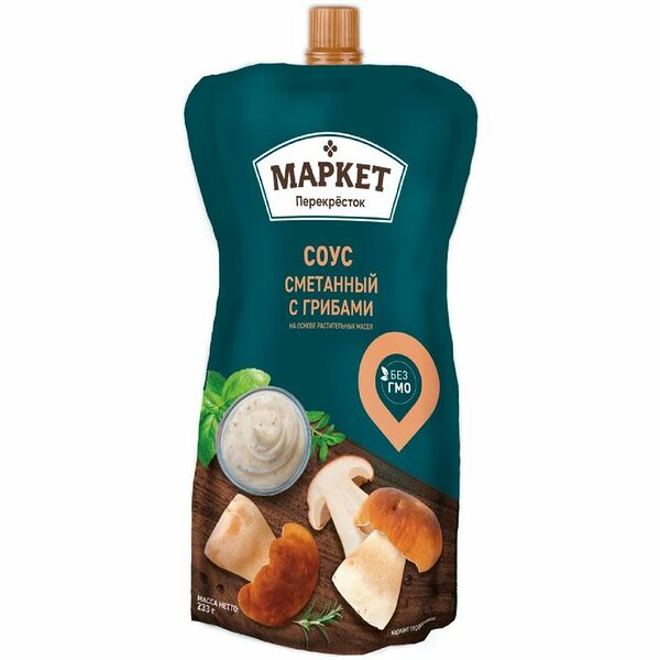 Соус сметанный с грибами на основе растительных масел 42% Маркет Перекрёсток, 242мл