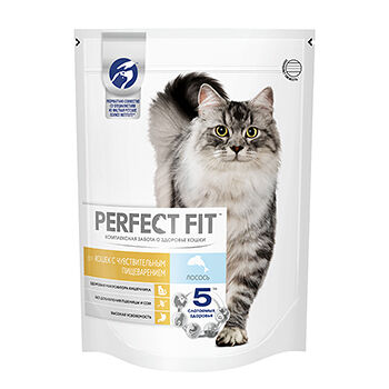 Сухой корм для кошек Perfect Fit Sensitive с чувствительным пищеварением Лосось