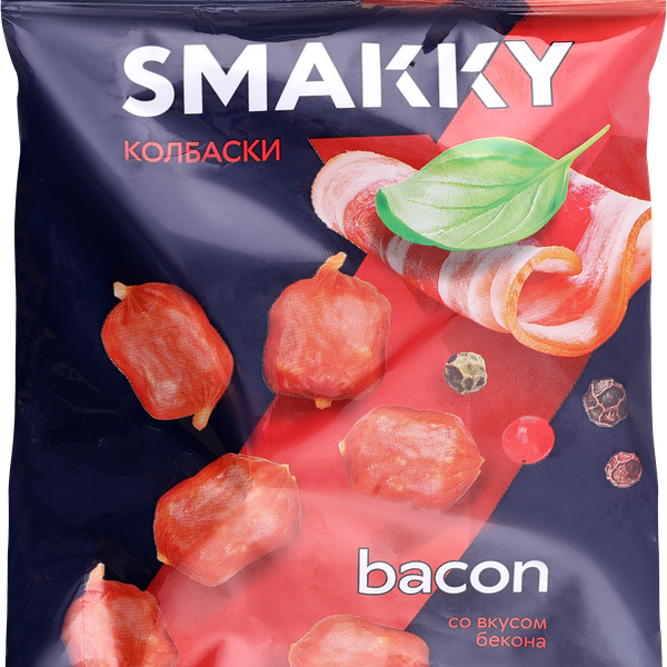 Колбаски-мини сырокопченые SMAKKY со вкусом бекона, 50г