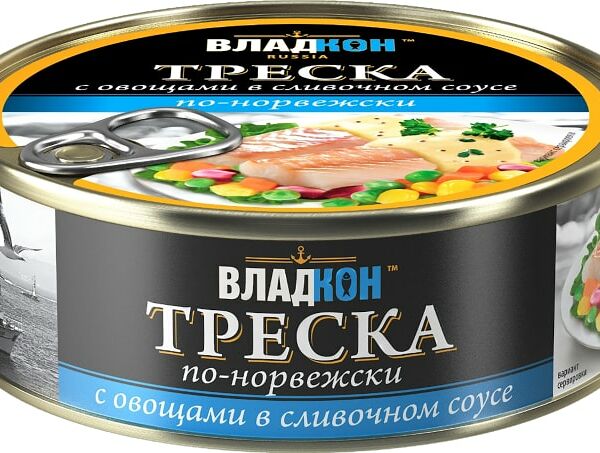 Треска Владкон с овощами в сливочном соусе по норвежски 240г